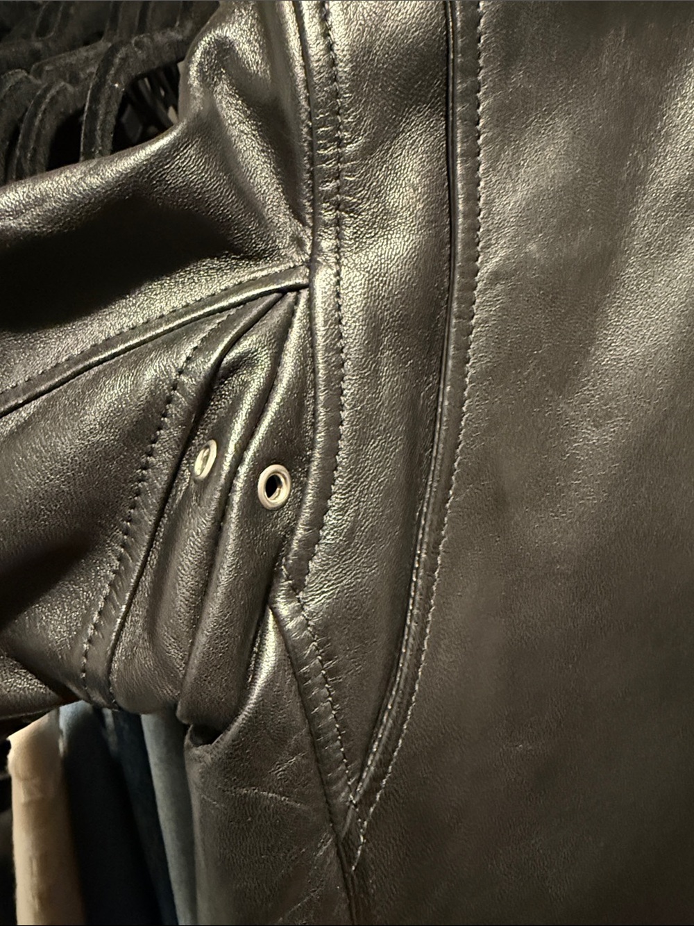 Saint Laurent Black Leather Biker Jacket with Silver Hardware - Picture 5 of 8